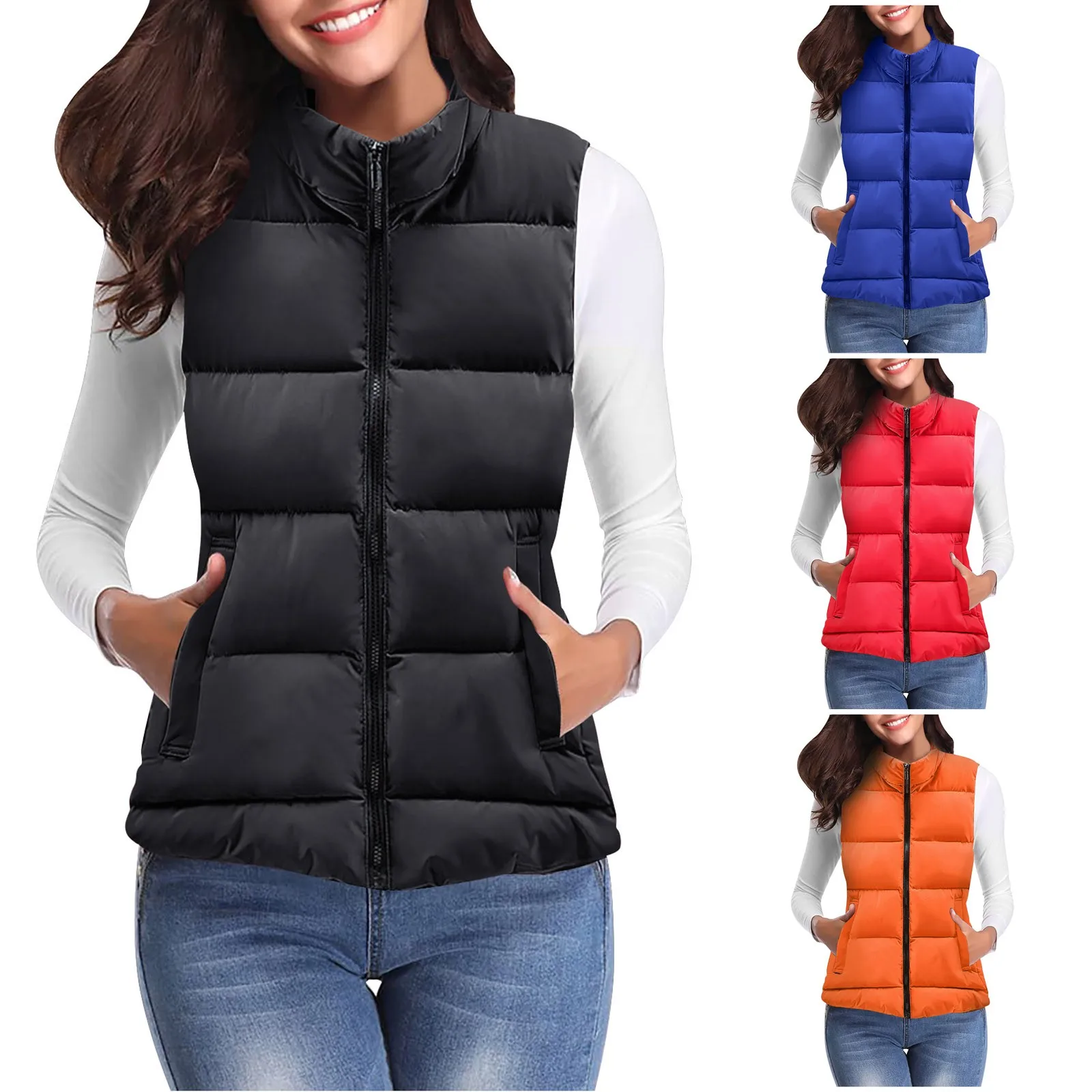 

Женский зимний теплый жилет, верхняя одежда, плотный мягкий Повседневный жилет без рукавов, джинсовый жилет, женские осенние куртки с капюш...