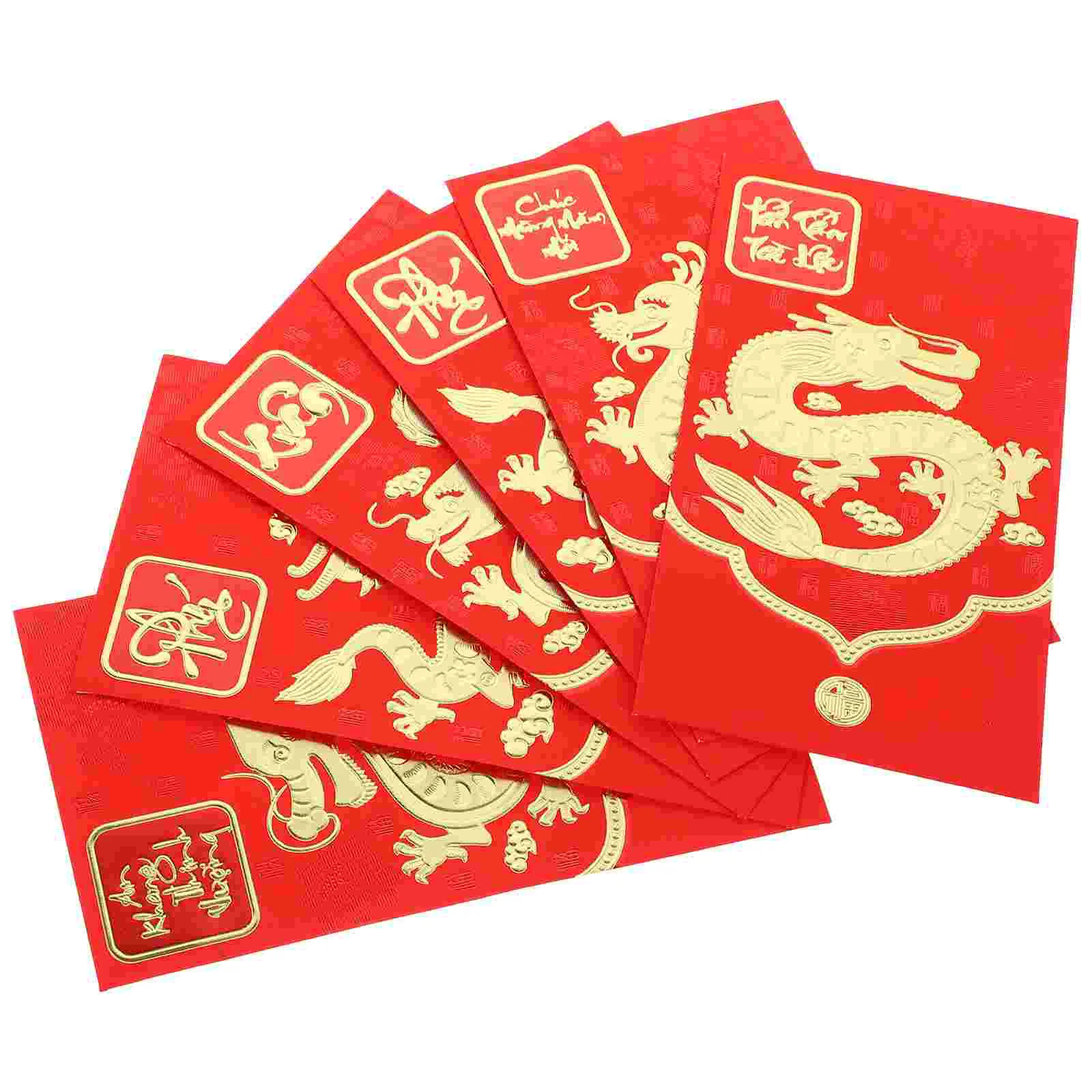 

6 Pcs Gift Bag Red Envelope Chinese New Year Spring Festival Packet Lunar Calendar Cute Envelopes Paper