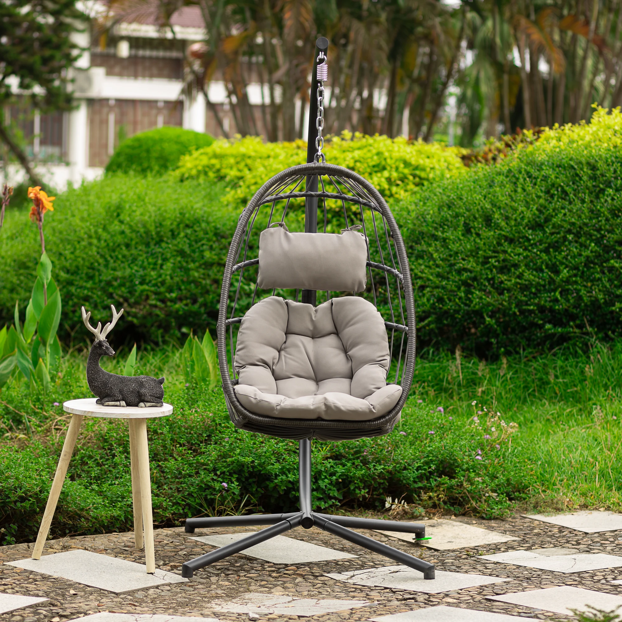 Swing Chair Patio Egg Chair Uv Resistant Grey Cushion Aluminum Frame For Patio Beach,yard,