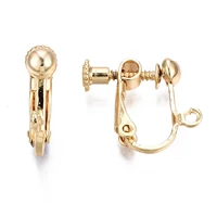 kissitty 4pcs screw shape brass clip on earring converters with loop diy handmade clip jewelry making findings