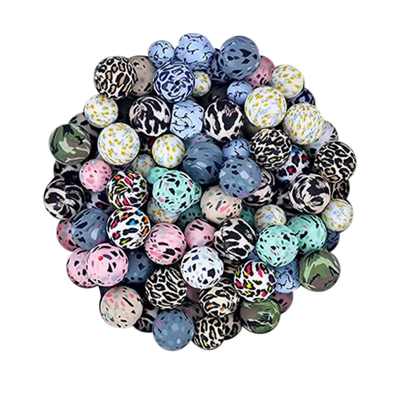

50Pcs Smooth Silicone Beads Jewelry Making 15mm Spacer Bead Colorful Round Beads Loose for Crafts Findings Charm Supplies Anklet