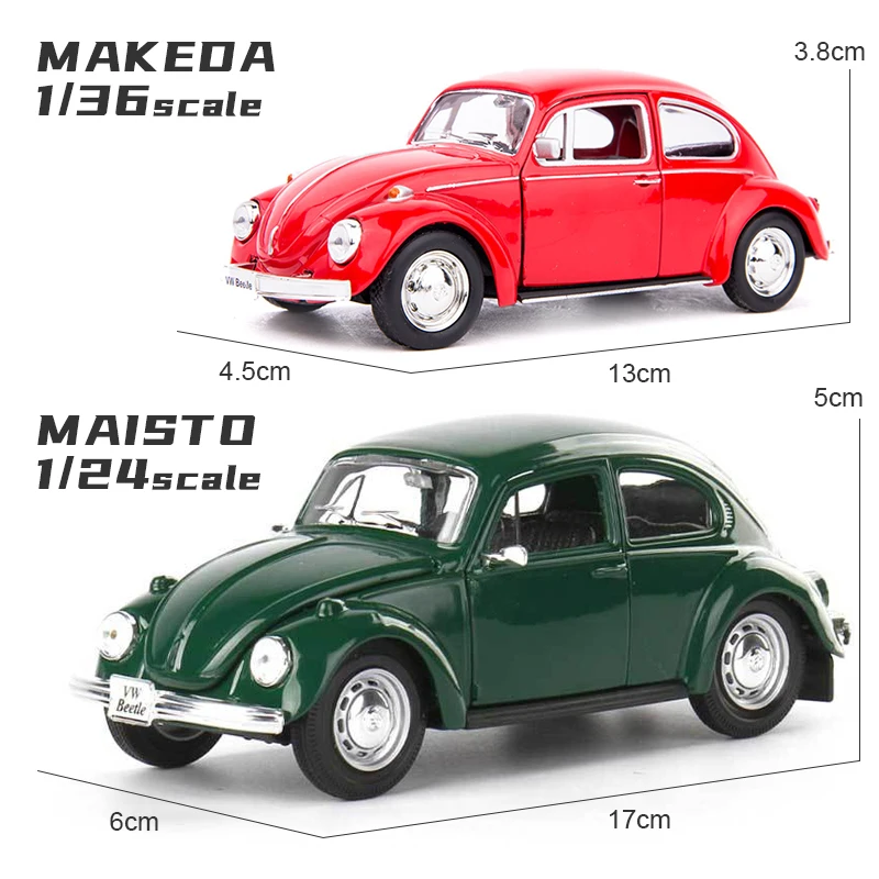 Модель автомобиля Volkswagen Beetle из сплава Maisto 1/24 масштаба, коллекционная игрушка-симуляция классического автомобиля 1967 года версии 1/36 для детей.