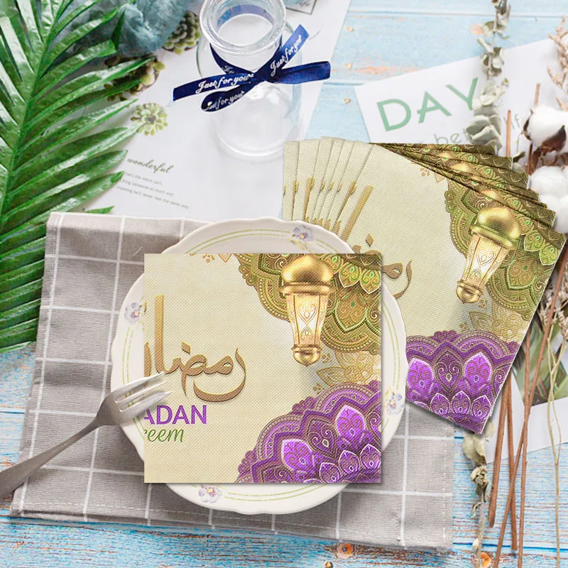 20 шт. Eid Mubarak украшения на Рамадан бумажная салфетка мусульманская исламская ИД