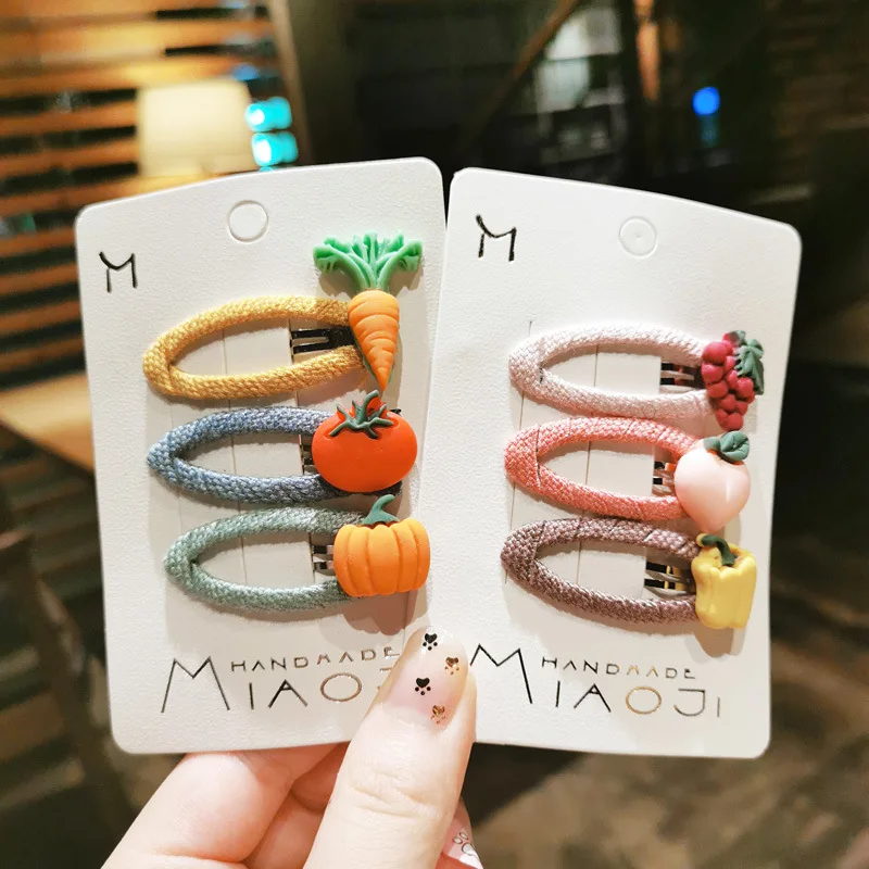 Ful Hair Clip Candy Color Barrettes Cartoon Vegetables Hair Accessorie For Kids