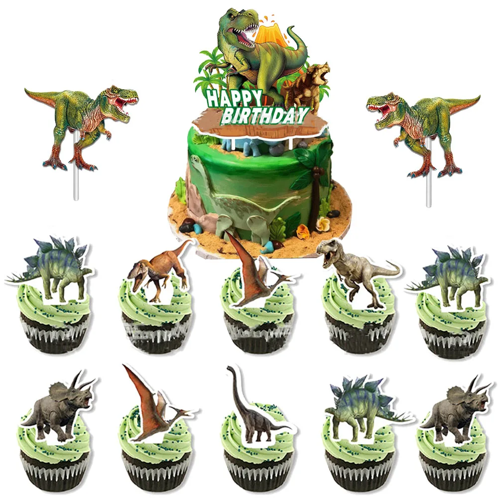 Picks Dino Cake Decorations Boys Kids Dinosaur Themed Birthday Baby Shower Party Jurassic World Party