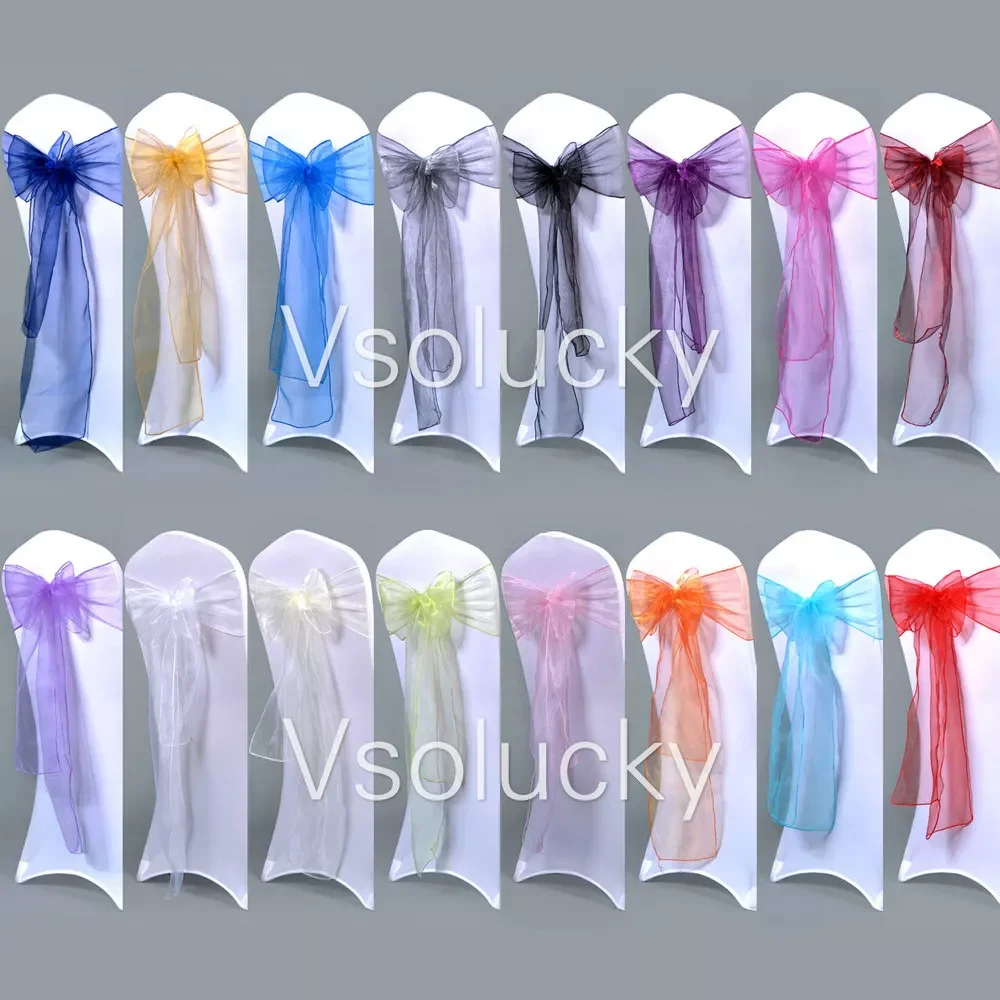 

25pcs/lot Sheer Organza Chair Sashes Bow Cover Wedding party Xmas Birthday Shower Decoration
