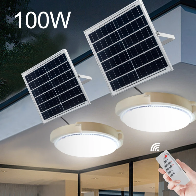 Outdoor Solar Ceiling light with remote control Waterproof panel Solar-Power Lamp With Line Corridor light for Garden Decor