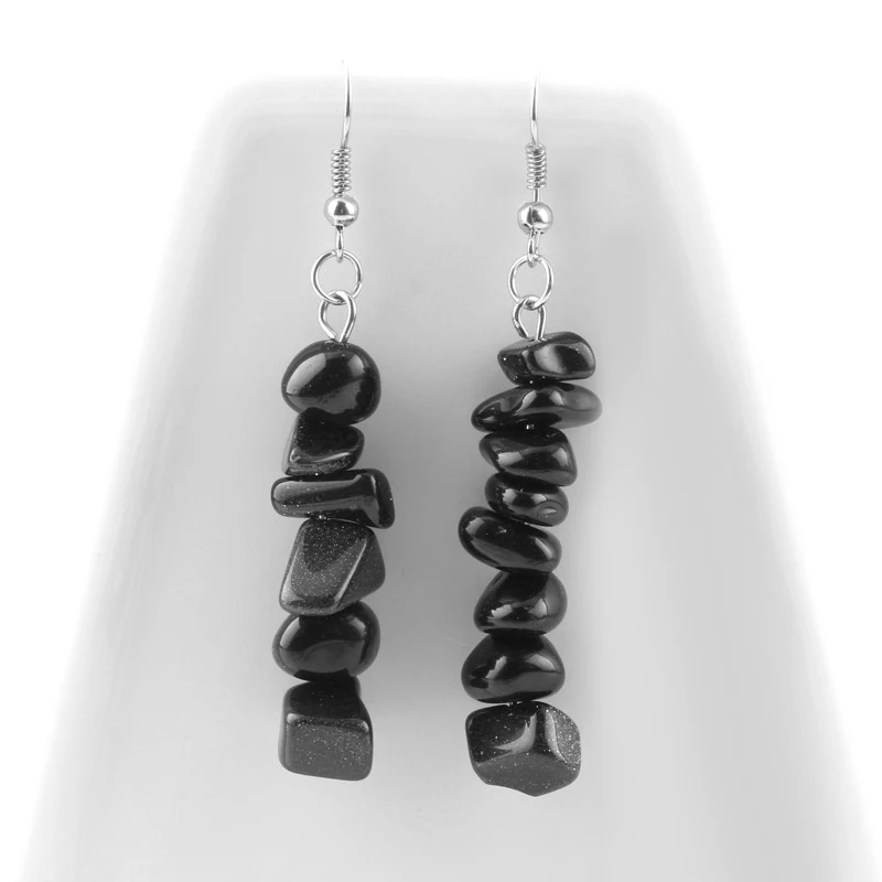 Женские длинные серьги-подвески с бахромой из натурального камня 7 чакр