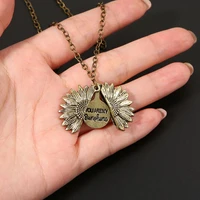 you are my sunshine open locket sunflower pendant necklace for women punk lettering necklace birthday gift boho jewelry collier