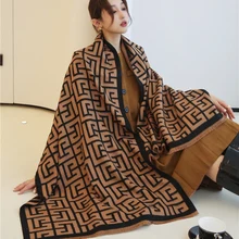Thick Cashmere Scarf for Women Print Pashmina Shawl and Wrap Design Luxury Brand Blanket Stole Bufanda Echarpe Female 2022