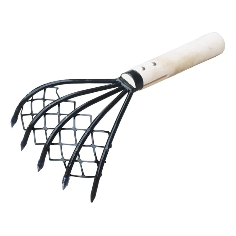 

Sturdy Compact Claw Rake with Mesh Net 5-Tine Clamming Claws 15 Inch Hand Rake