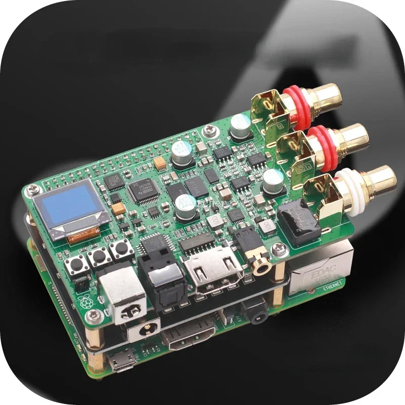 Фото Плата аудиодекодера Raspberry Pi ES9038Q2m ЦАП HIFI коаксиальное волокно I2S аналог 3B + 4B 768K 32 бит DSD512 №2