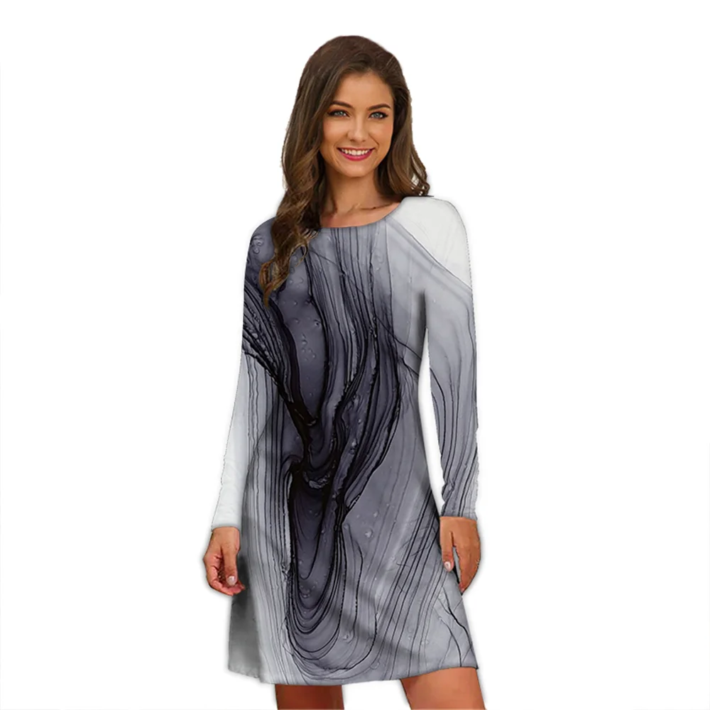 Женское платье с абстрактным принтом повседневное ТРАПЕЦИЕВИДНОЕ ПЛАТЬЕ