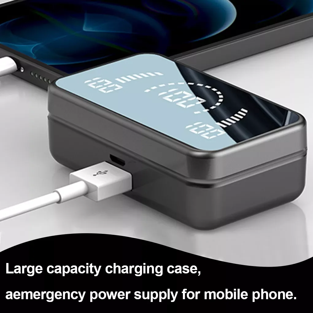 

Новые зеркальные беспроводные наушники 5.1 с 3D сенсорным светодиодным стерео аудио, спортивные наушники, водонепроницаемые беспроводные на...