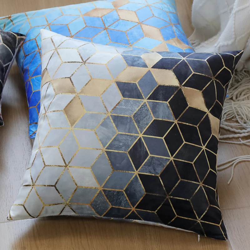 Наволочки с синим бархатным рисунком 43x43 см