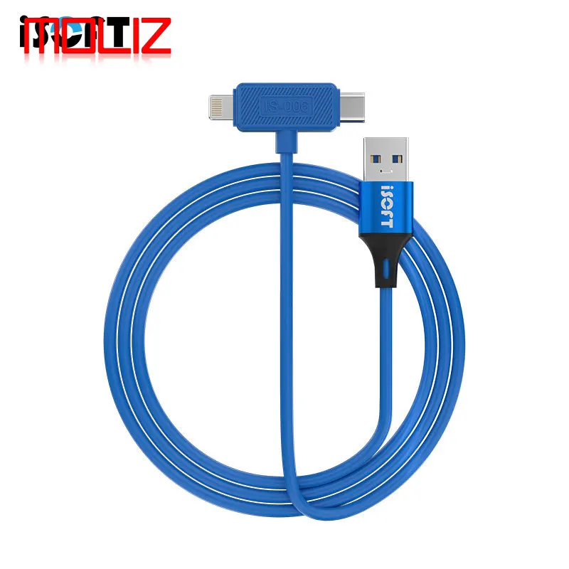 Кабель извлечения данных ISOFT IS-006 с двумя интерфейсами для iPhone мигающий и