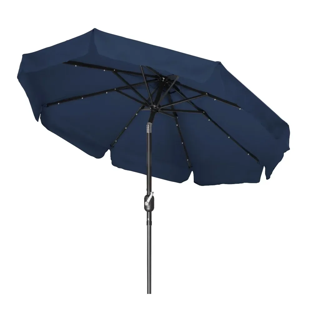 

Trademark Innovations 7' Blue Deluxe Solar Powered LED Lighted Patio Umbrella with Scalloped Edge Top, Outdoor Umbrella