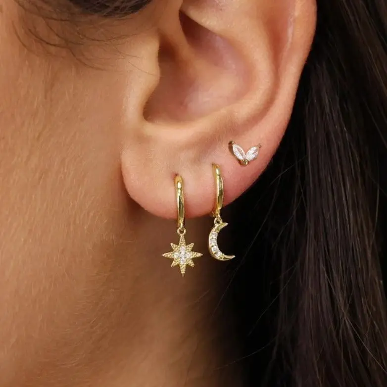 3 шт. набор серег-гвоздиков с кристаллами козелка серьги-гвоздики цветком хрящом