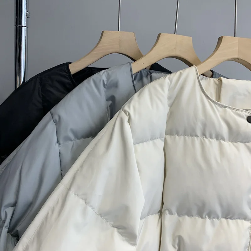 Winter New Rhombic Cotton-padded Clothes Female Korean Version Of Solid Color Short Warm Collarless Padded Bread Clothing Female