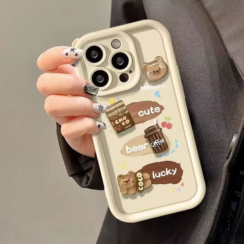 Фото Чехол для телефона 3D Bear Coffee для Honor X7C X9C Smart X8C X8B X7B X6B X5B X8A X7A X6A X8 X7 X6 Magic 5 6 7 90 Lite, матовый чехол из ТПУ №1