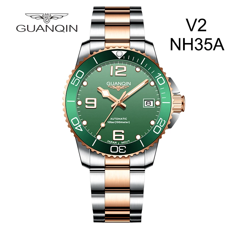 

GUANQIN Luxury Sports Diving Mechanical Automatic Watch Japan NH35A Men's Watch Stainless Steel Sapphire Calendar Luminous 2023
