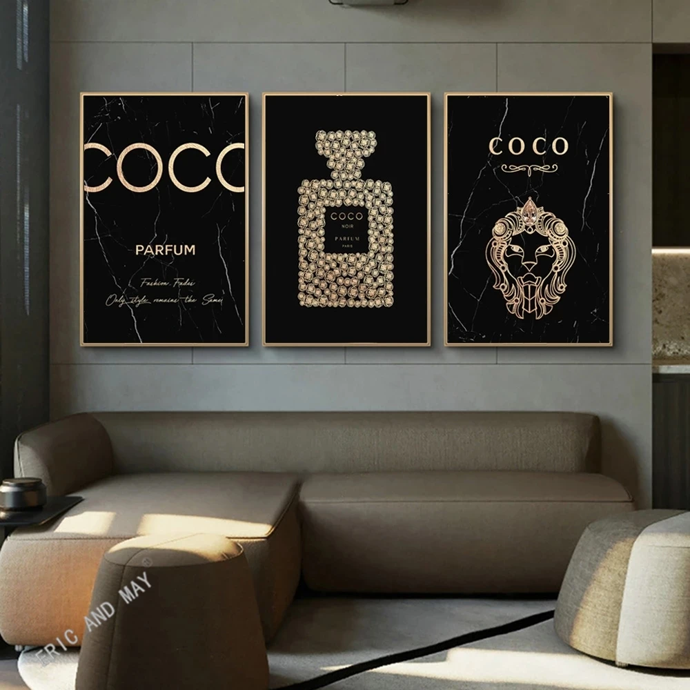 

Fashion COCO Perfume Posters Luxury Bottle Canvas Paintings on The Wall Art Pictures for Modern Living Room Home Decor Unframed