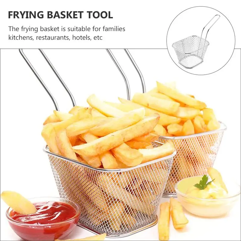 

8pcs Reusable Fryer Baskets Practical Frying Tools Kitchen Utensils (Silver)