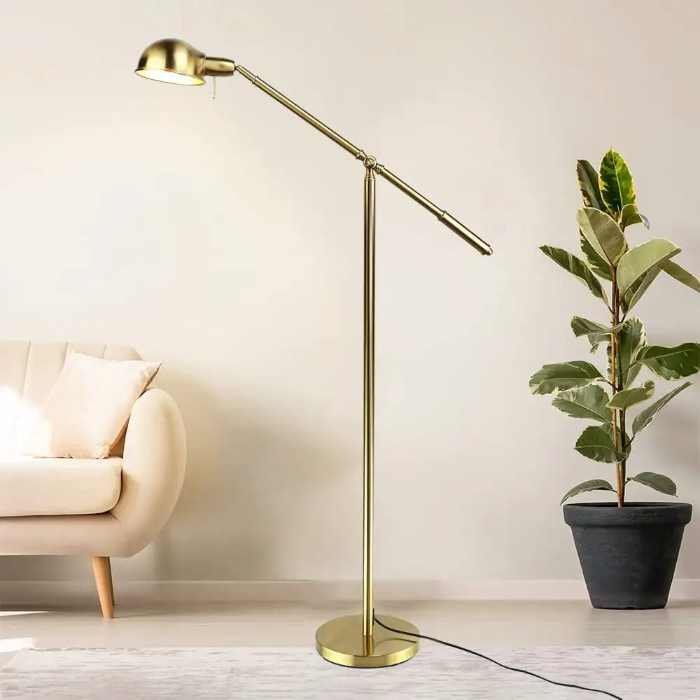 Modern Pharmacy Floor Lamp in Antique Brass Color