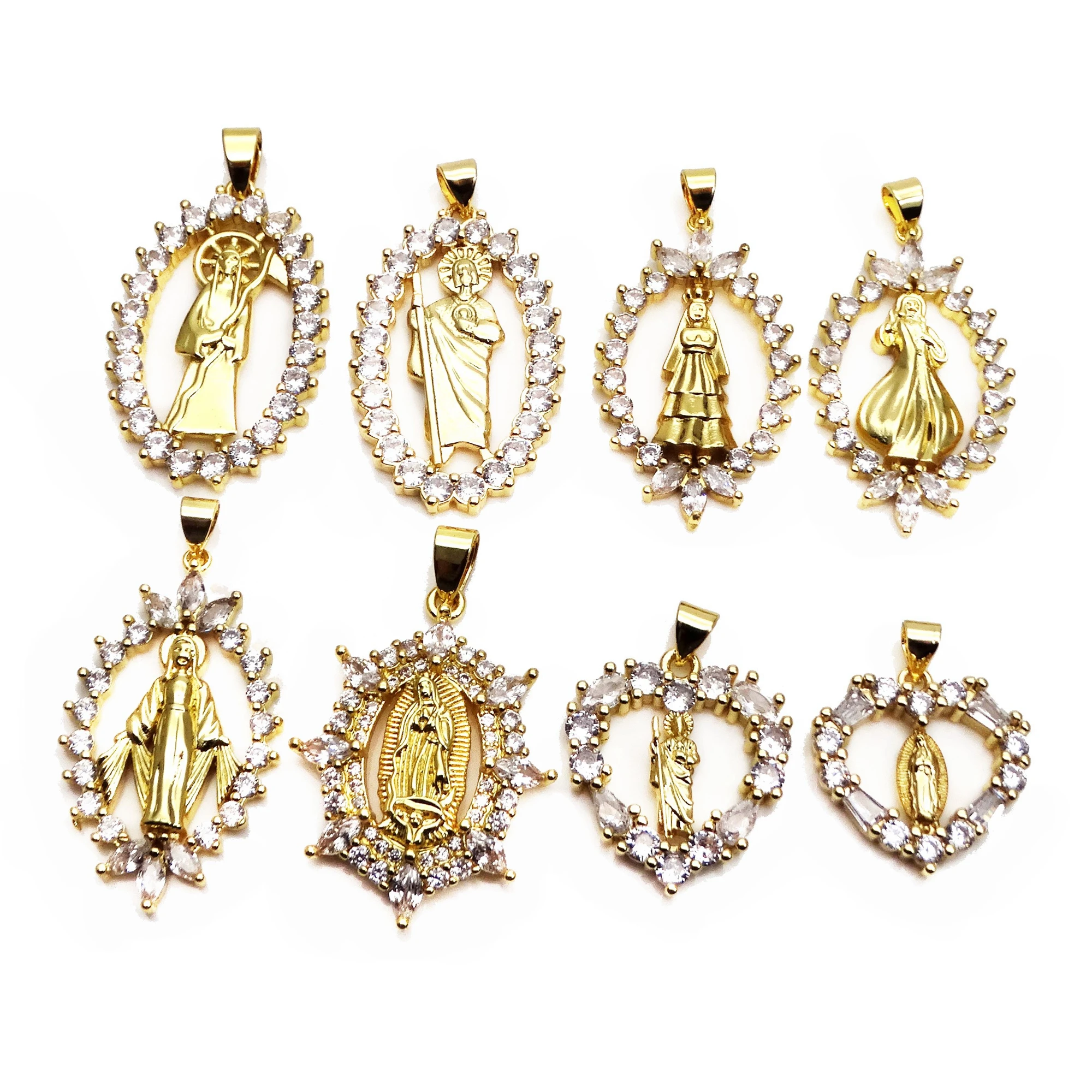 

A god of death sickle pendants Micro inlay zircon copper Gold plated heart virgin Mary pendant DIY women necklace accessorie