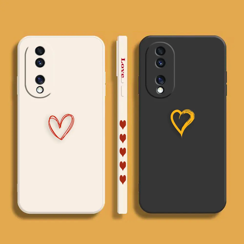 

Simple Love Line Art Phone Case For Honor 8X 9 10 20 30 30S 50 50 60 60 70 80 80 GT SE 5G PRO PLUS Colour Liquid Case Funda Capa