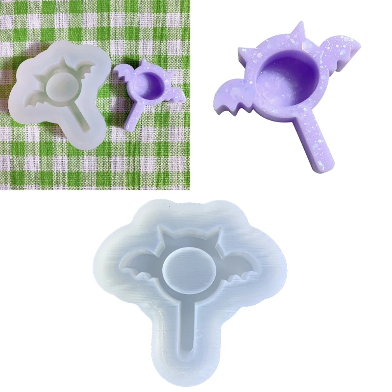 

Halloween Lollipop Quicksand Molds Candy Silicone Mould Bat Shaped Chocolate Mold Cupcake Mousse Cake Decorating Tools