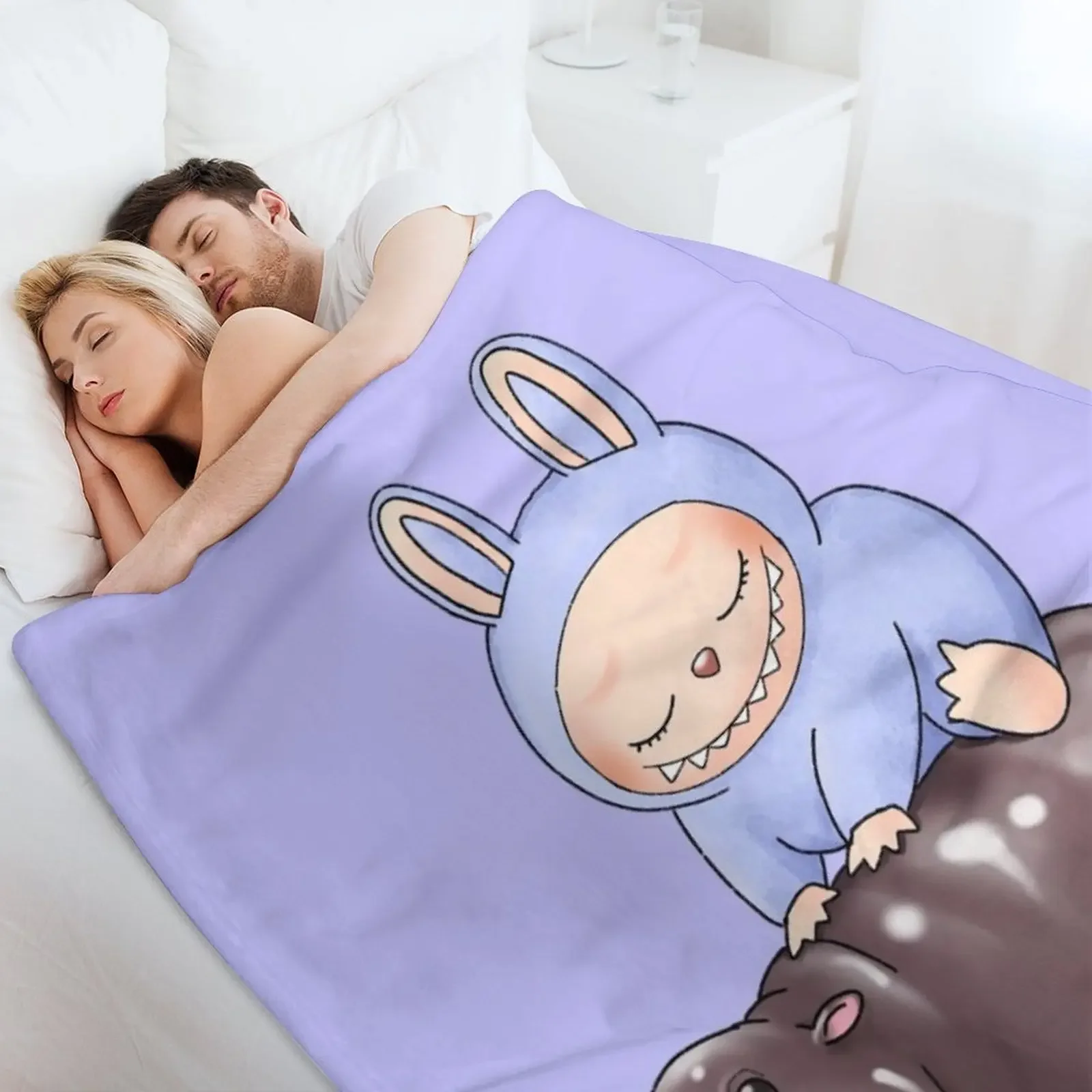 Labubu Riding Moo Deng Macaron морская соль кокос Зизи милое одеяло теплое декоративное для