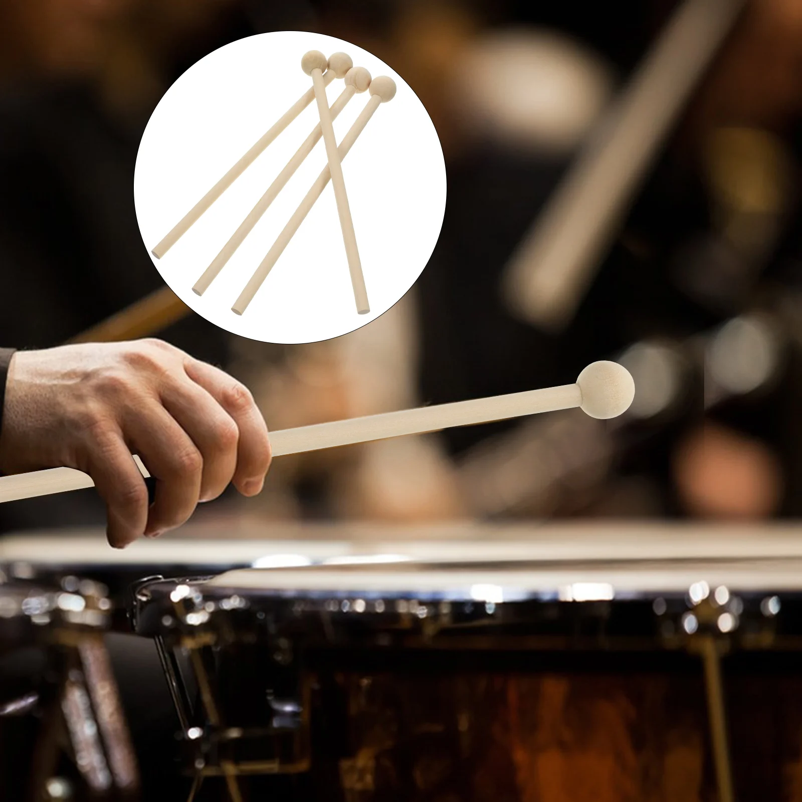 

4pcs Wood Mallets Percussion Sticks Musical Percussion Instrument Parts Accessories (Wood Color)