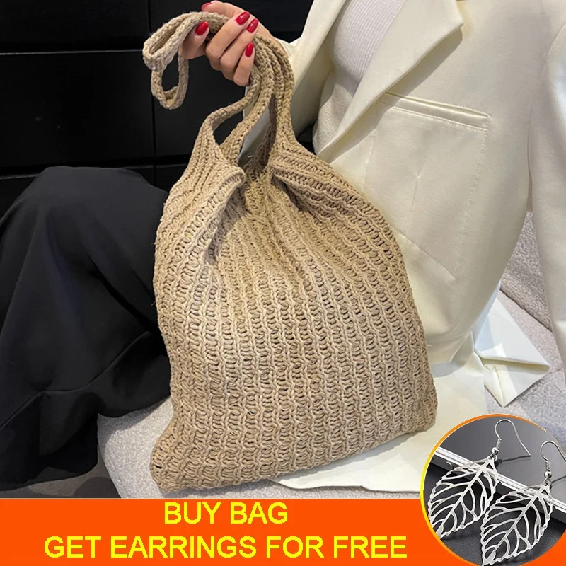 

Winter New Knitted Shoulder Bag Wool Women Tote Bag Large Capcaity Ladies Warm Handbags Vintage Lady Armpit Bag bolsa feminina