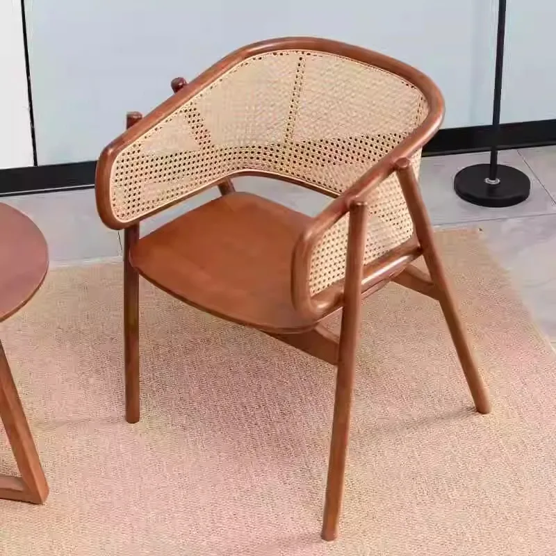 Винтажный обеденный стул из ротанга дизайнерский минимализм кресла для гостиной