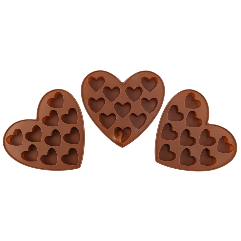

3Pcs Heart Shape Silicone Molds Chocolate Making,Jelly,Pudding And Handmade Soap, Heart Ice Square Molds For Summer