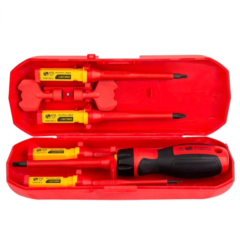 

7Pcs 1000V Changeable Insulated Screwdrivers Set with Magnetic Slotted Phillips Bits Electrician Screwdrivers Repair Hand Tools