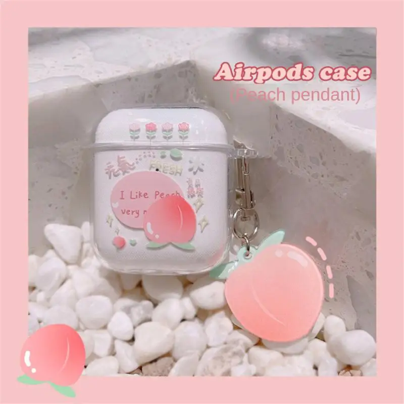 

Earphone Case for Airpods 1/2/3/pro/pro2 TPU Peach Wireless Earphone Protective Cover Anti-drop Anti- fall Housing Accessories