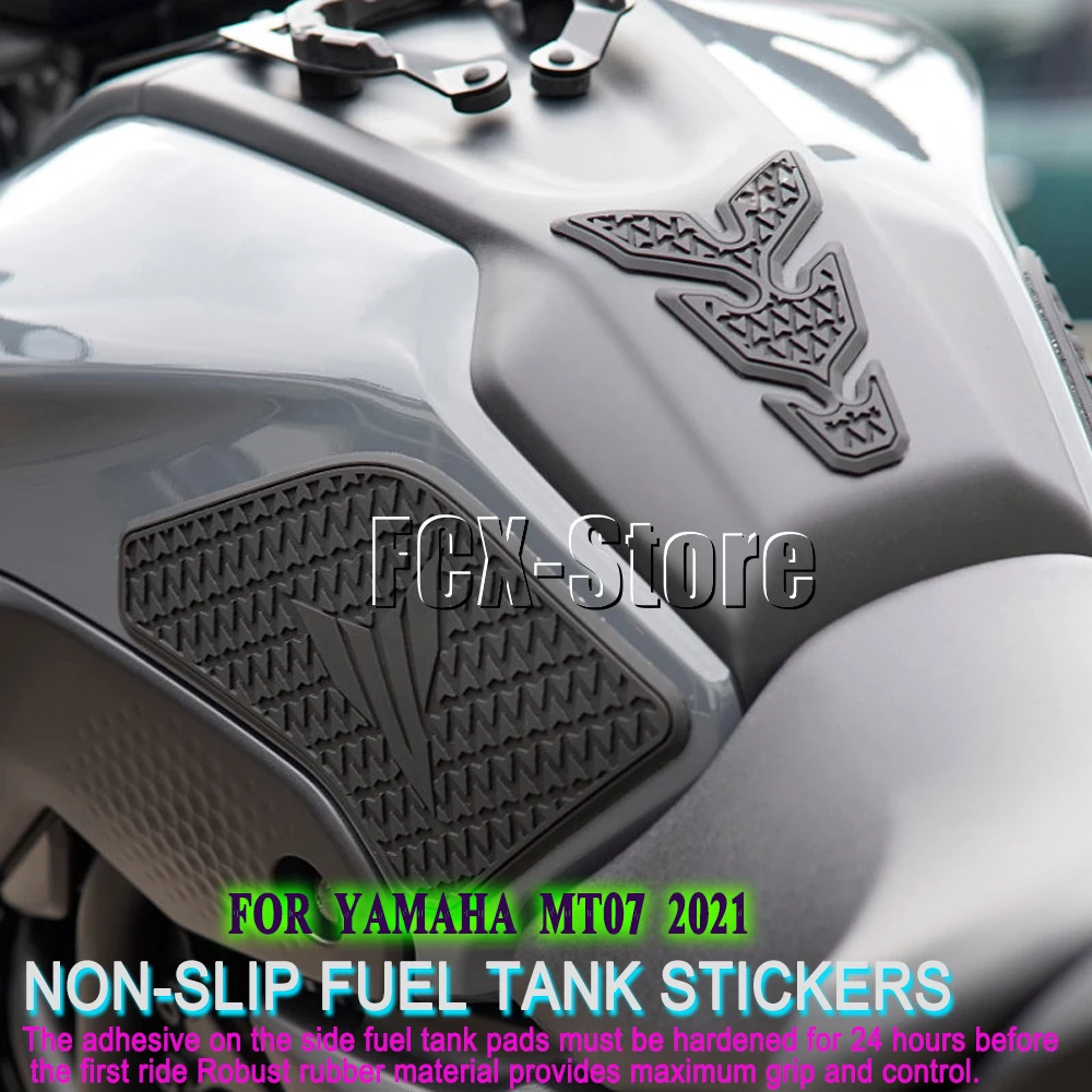 

Нескользящие боковые наклейки на топливный бак мотоцикла 2021 для YAMAHA MT07 MT-07, водонепроницаемая резиновая наклейка