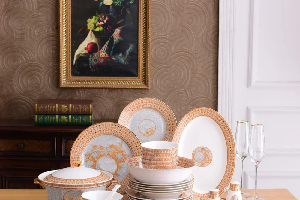 Набор столовых приборов с золотой мозаикой из костяного фарфора кофейная чашка