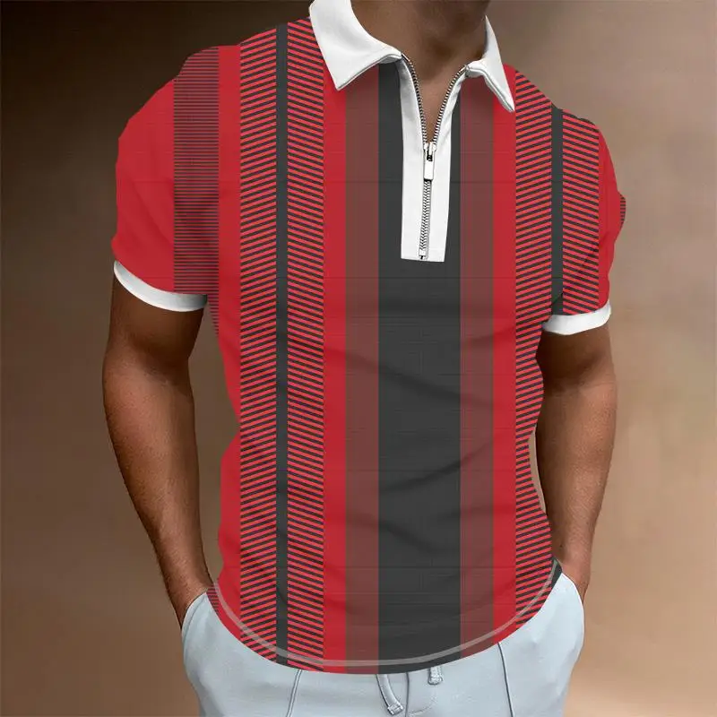 

2022 New summer men's Polo Shirt plaid stitching color Print men short sleeve Tees Shirt man clothing X Task Force