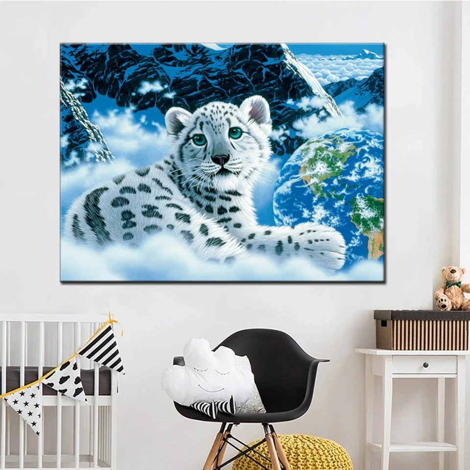 

Абстрактный пейзаж 5D «сделай сам», алмазная живопись, Леопардовый куб, полноразмерная круглая Алмазная вышивка, мозаика, украшение для рукоделия землей