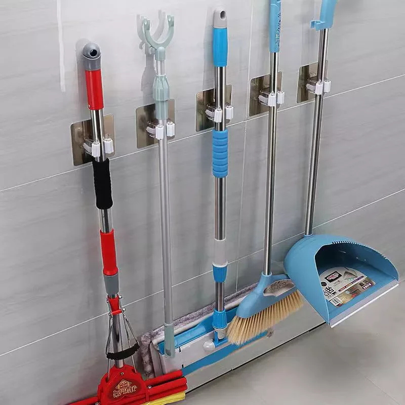 

Multi-Purpose Hooks Wall Mounted Mop Organizer Holder RackBrush Broom Hanger Hook Kitchen bathroom Strong Hooks