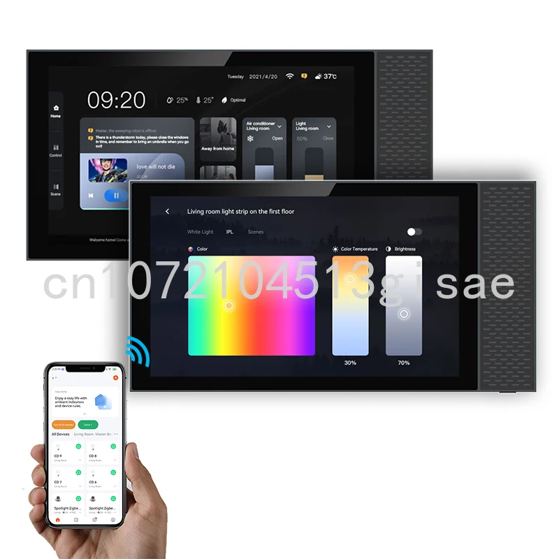 

2022 7 inch Android touch screen panel Music amplifiers LCD touch screen home automation gateway panel with tuya APP control