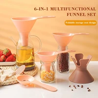 oil funnel multifunctional 6 in 1 assorted size detachable filter reusable food liquid wine kitchen funnel for home g8t6
