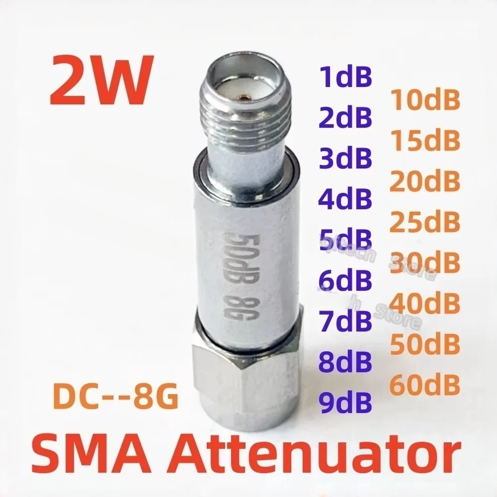 Фото Аттенюатор коаксиальный фиксированный 2W SMA, 6-60дБ (1-50дБ), DC-8ГГц, высокочастотный №2