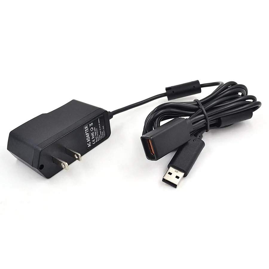 Фото НОВЫЙ USB-адаптер питания для Xbox 360 (ЕС/США) с USB-кабелем для зарядки, совместимый с Xbox 360 X-360 Slim и датчиком Kinect, игровые аксессуары №1