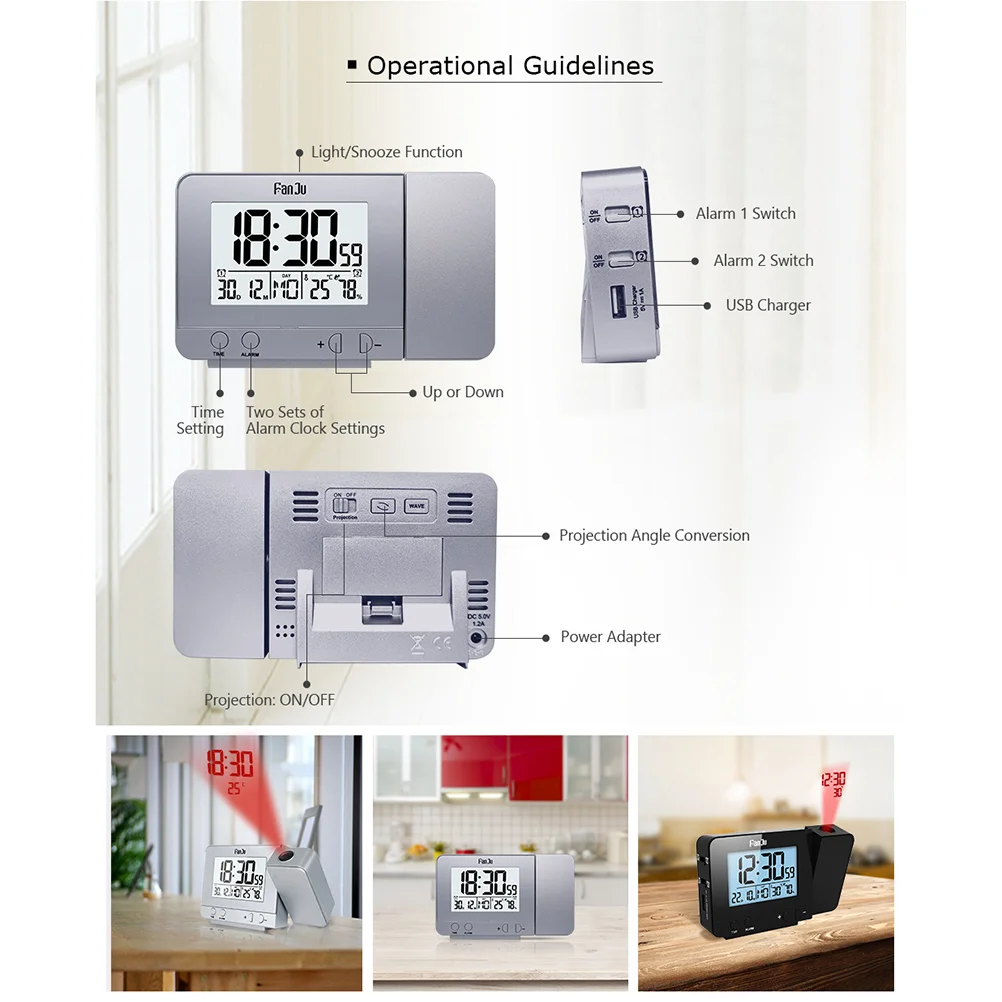Светодиодные часы Многофункциональный будильник Дисплей температуры для