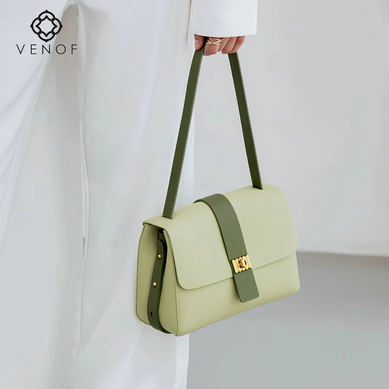 VENOF Women's Designer Bag New Fashion Leather Shoulder Crossbody Satchel Bags High-end Luxury Women Brand Messenger Bag Green