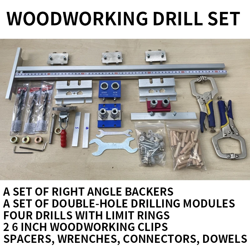 Dowelling Jig 3 in 1 Drilling Guide Locator Puncher For Furniture Fast Connecting with Drill Bit DIY Carpenter Woodworking Tools